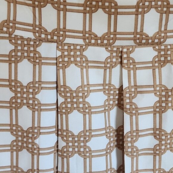 Ann Taylor Pleated Midi Skirt Size 6 Tan White Rattan Print A-Line Classic - Picture 3 of 6